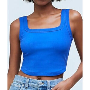 Madewell The Tailored Cool Sculpt Luma Crop Summer Tank Top US Women's XXS New